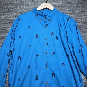 Prana Shirt Men's XL Slim Blue AOP Long Sleeve Button Up Broderick M23170451